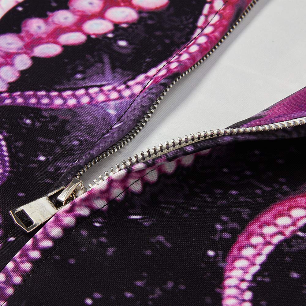 Men¡¯s 3D Digital Printing Hooded with Purple Design Athletic Sweaters Full-Zip Pullover with Pocket M