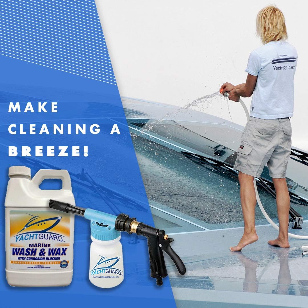 YachtGUARD Foam Gun – Heavy Duty Foam Cannon Soap Dispenser with Adjustable Hose Nozzle for Boat Care, Boat Cleaner Products and Car Detailing on Trucks and RVs: Sports & Outdoors