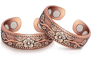 AURAMAG Copper Rings for Women,99.99% Pure Copper Magnetic Rings with 3500 Gauss Magnets,Copper Jewelry for Women(Set of 2)