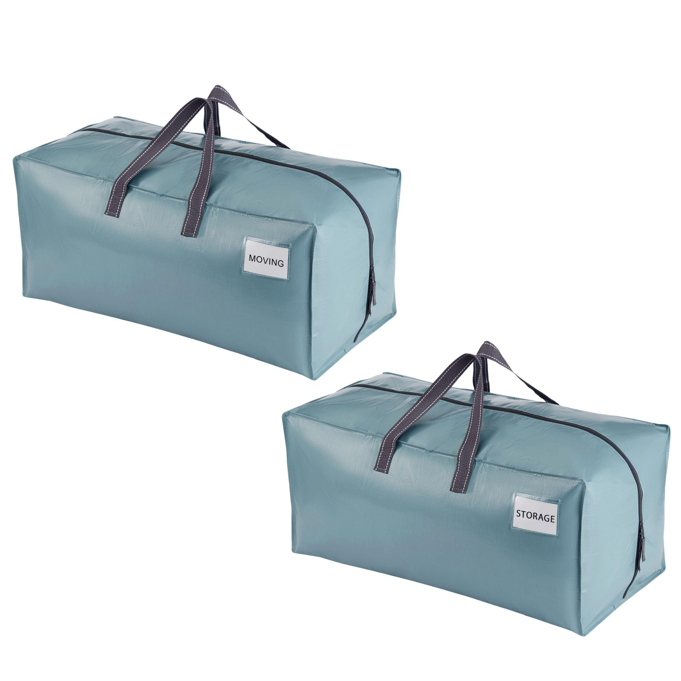 VENO 2 Pack Heavy-Duty Extra Large Moving Bags W/Backpack Straps, Moving House Essentials, Clothes Storage, Packing, Laundry Bags, Reusable and Sustainable (Light Blue, 2 Pack)