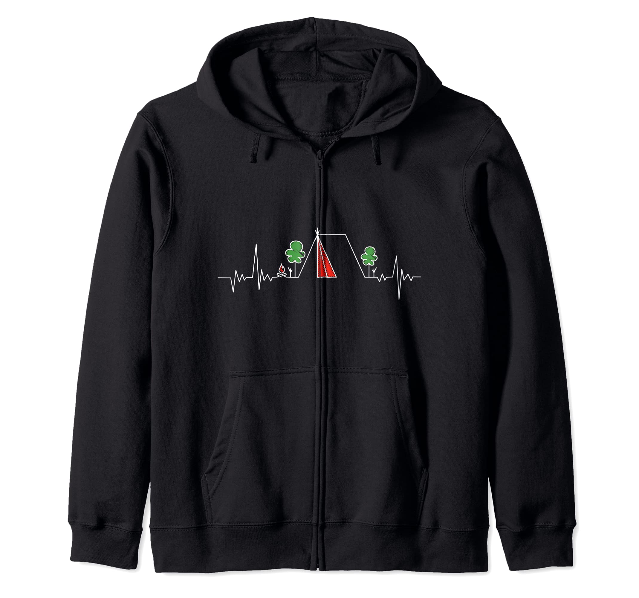 Tent tent Heartbeat - camping tent lover Zip Hoodie