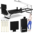 Pro 90" Pilates Reformer Machine, Durable and Quiet - Up to 500LBS, Premium Foldable Pilates Machine & Equipment for Home Gym with Reformer Jump Board, Black