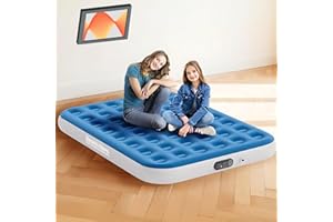 Queen Air Mattress with Built in Pump, Heavy Duty Blow Up Mattress with Electric Pump, Colchon Plug -in Self-Inflatable Air B