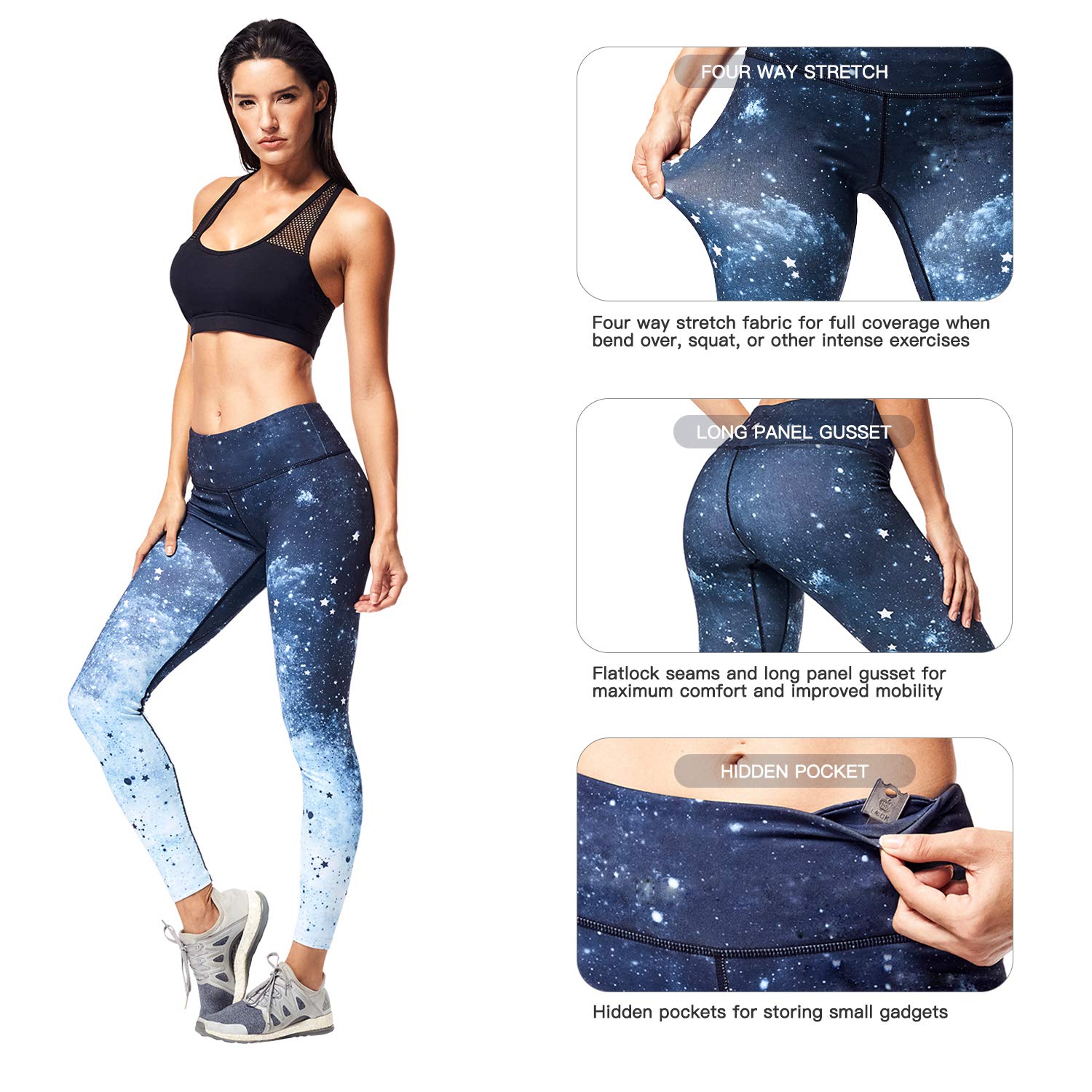 Matymats Women\'s Tummy Control Printed Yoga Pants Quick-Drying Workout Leggings Non See-Through