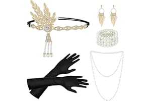 Dreamtop 1920s Great Gatsby Accessories Set, Flapper Costume Accessories Roaring 20s Accessories for Women Flapper Headpiece