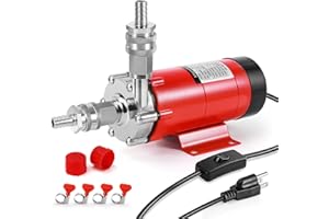 DBGOGO Wort Pump High Temp Magnetic Beer Pump Food Grade Wort Pump for Brewing Stainless Steel Head Brew Pump Magnetic Drive Pump Homebrew Wort Transfer Pump with Inline Switch Quick Disconnects