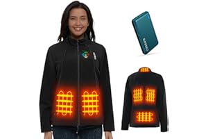 KOVNLO Heated Jackets for Women, Smart Controller with Light Out Design, Soft Fleece Electric Heating Coat with Battery Pack