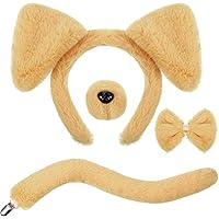 Brown Dog Tail Puppy Set For Kids Ears, Tail, Nose Paw Gloves