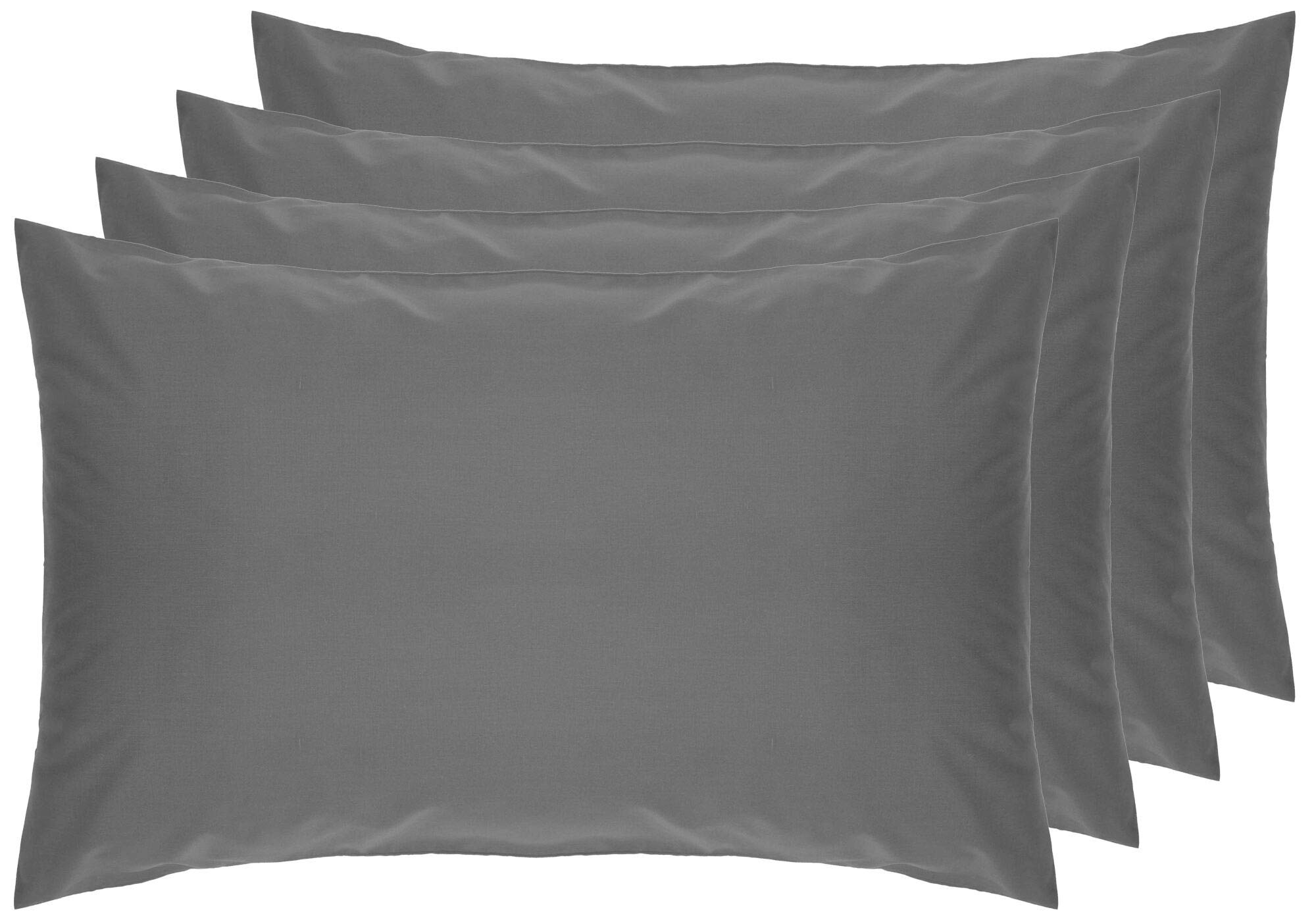 Belledorm 4 PACK Grey Pillowcases, 7 Year Guarantee, 200 Thread Count Percale (Housewife)