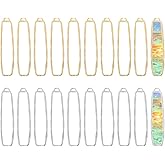 CHGCRAFT 20pcs 2 Colors Open Back Bezel Pendants Rectangle Alloy Bezel Big Pendants For DIY UV Resin Earrings Necklace Bracelet Jewelry Making