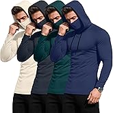 Yearntown 4 Pack Men's Compression Hoodies with Mask Sweatshirt Long Sleeve Workout Sports Base Layer Active Running Pullover