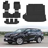 Floor Mats for Toyota Highlander 2020-2025 2026 7 Seats (NOT for Grand Highlander), All Weather Cargo Liner for Highlander Accessories, Heavy Duty Car Mats, Car Accessories (Including Hybrid)