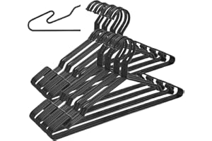 MLMD LUX Luxurious Hanger Set Heavy Duty Metal Hangers with Unique Hook Design Durable & Sturdy Coat Hangers 4mm Thick Withstands 25lbs Weight Smooth Powder Coated Finish Compact Shirt Hangers - 40 Pack Black
