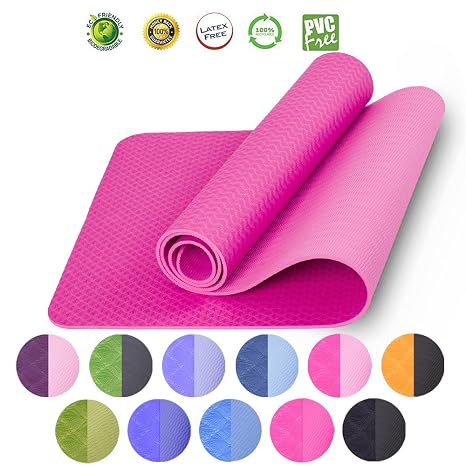 Loves Yoga Mat Fitness Exercize Mat Travel Gym Workout Non Slip Extra Thick 14 6mm Long Pilates Mat With Carrier Strap Eco No Toxic For Kids Men And