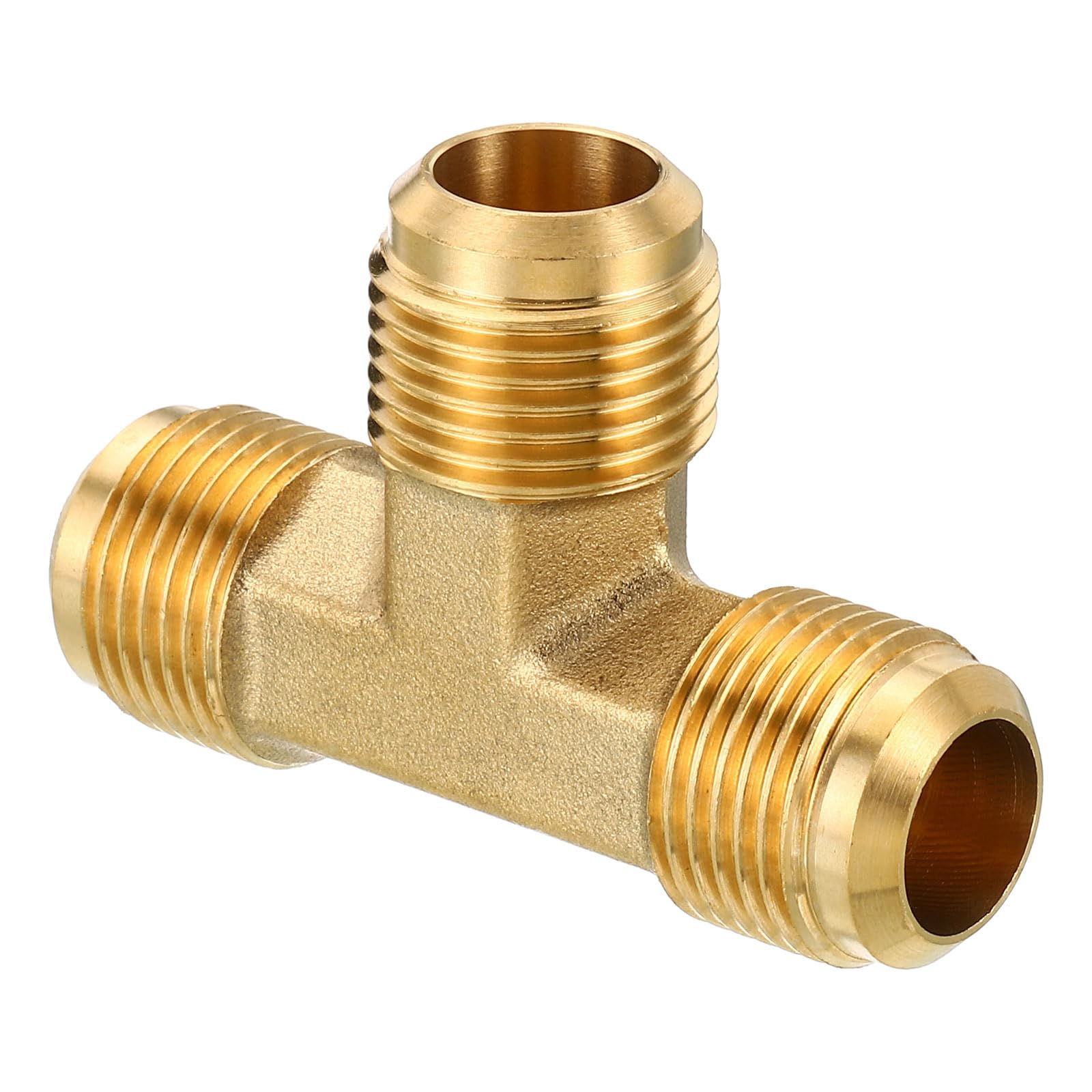 PATIKIL 5/8" x 5/8" x 5/8" Brass Pipe Fitting, Flare Tee Tube Fitting Pipe Adapter Connector for Air Conditioner Refrigeration Plumbing