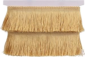 NONE/BRAND Fringe Trim Tassel Lace 2.5Inch Width 5 Yards Long for Clothes Accessories Latin Wedding Dress and DIY Lamp Shade Decoration (Gold, 2.5Inch)