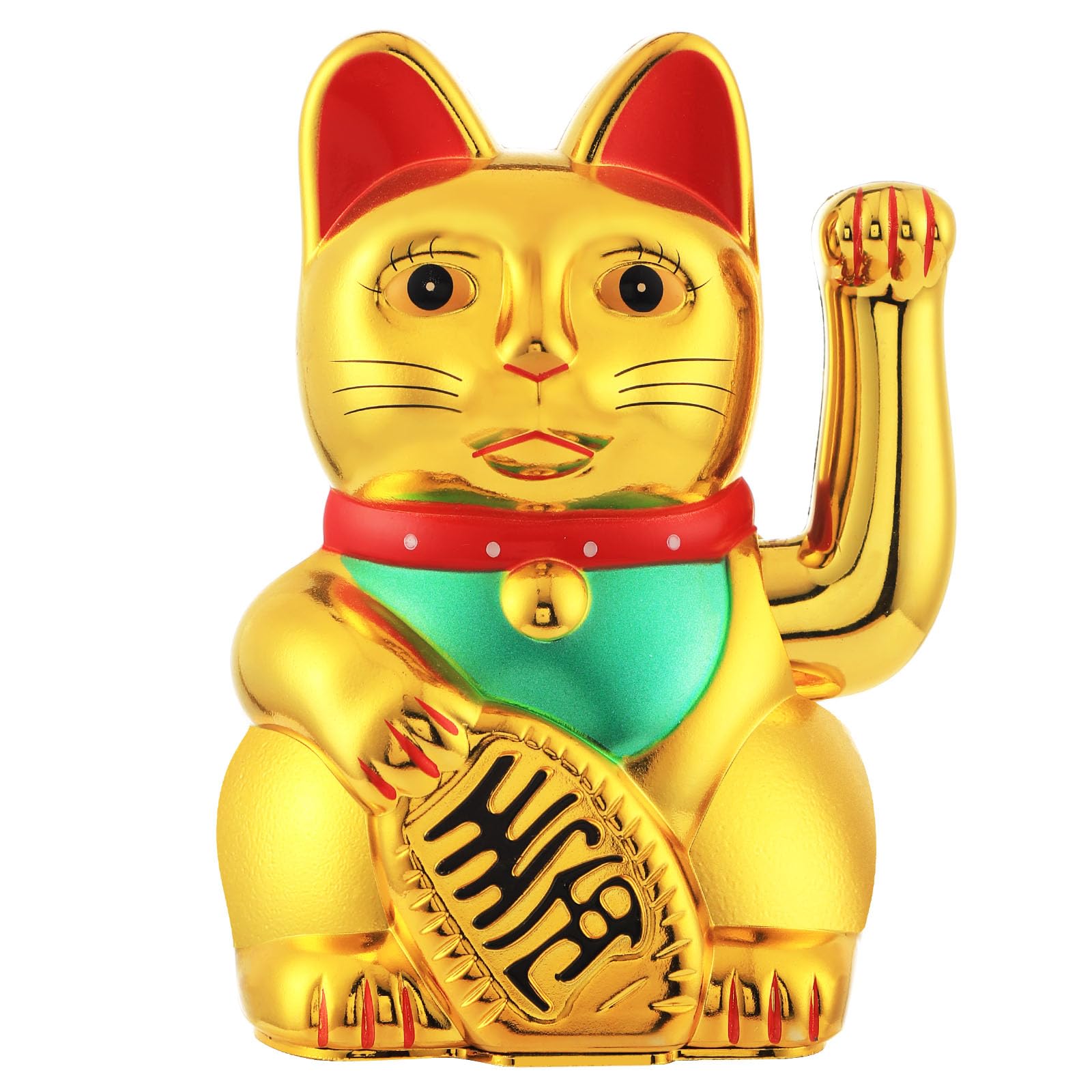 Photo 1 of IBWell Gold/Black/White Maneki Neko Lucky Cat,Fengshui Cat- Waving Arm Battery Operated for Fortune Money and Good Luck (Gold, 8 in)