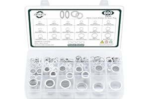 JMINRUN 600PCS Oil Drain Plug Gasket Kit,18 Sizes Aluminum Crush Washers Assortment Kit,Automotive, Crush Washer Oil Drain Plug M6 M8 M10 M12 M14 M16 M18 M20 M22 M24