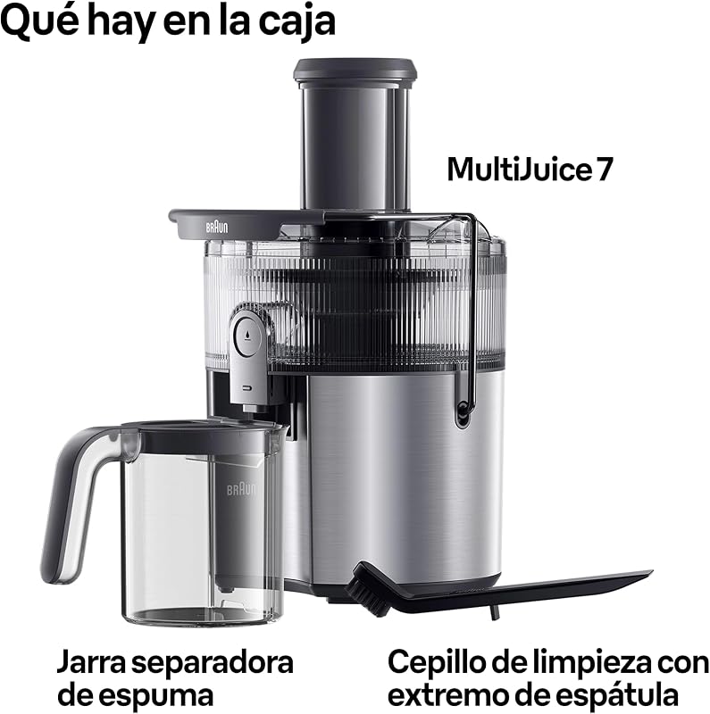 MultiJuice 7 SJ7000, extrator de espremedor com tecnologia ColdXtract, bico de 75 mm, recipiente de 2 L, sem gotejamentos, sistema de segurança quádruplo, filtro de aço inoxidável, 1000 W, cinzento
