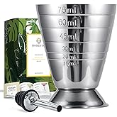 Homestia Stainless Steel Measuring Cup, 2.5 oz, 75 ml, Cocktail Jiggers, Multi-Unit Measure, Cocktail Drinking Measuring Jigger for Bartending Bar (Silver)