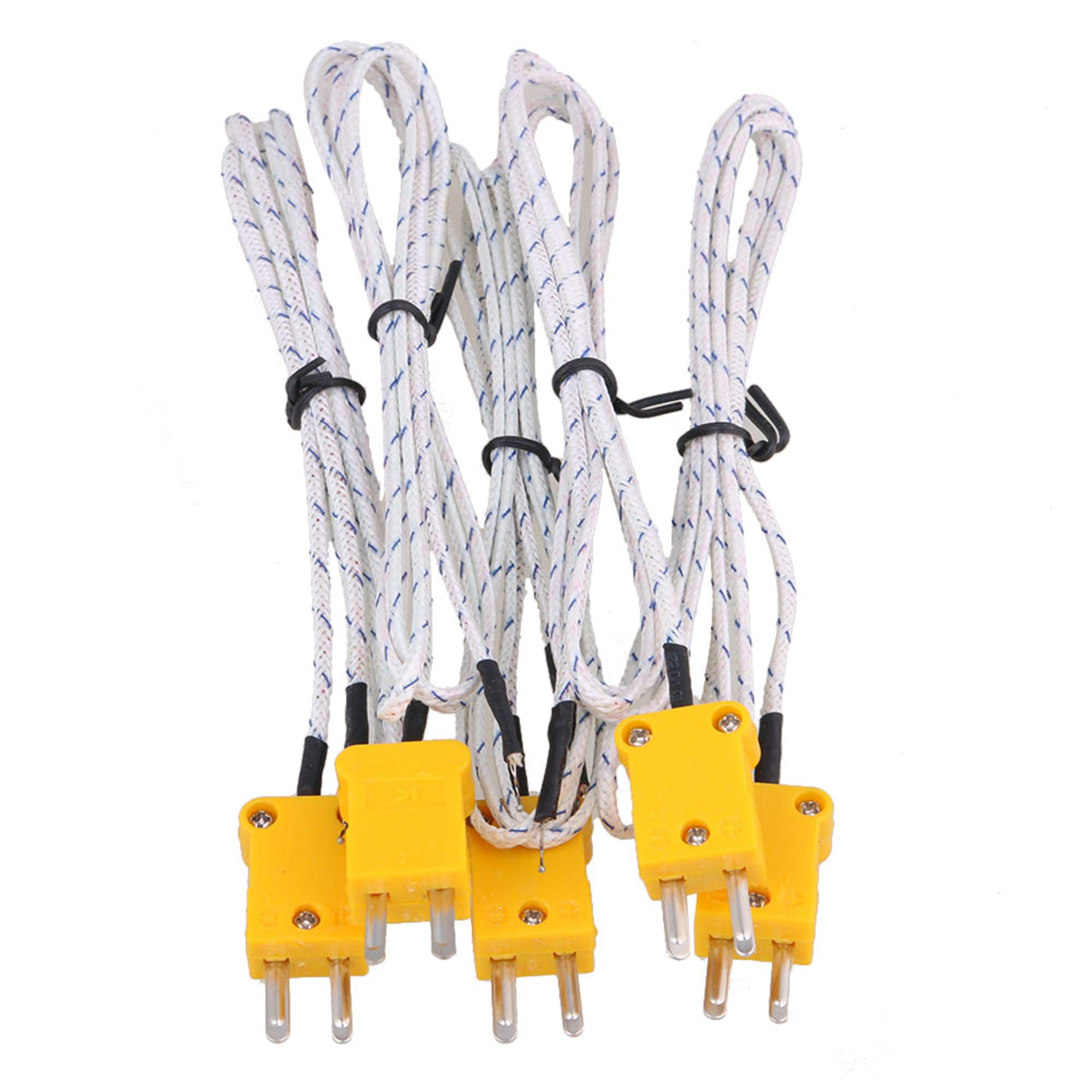 CNBTR Metal 1 Meter K-Type Measuring Thermocouple Probe Sensors with K Type Mini Connector Set of 5