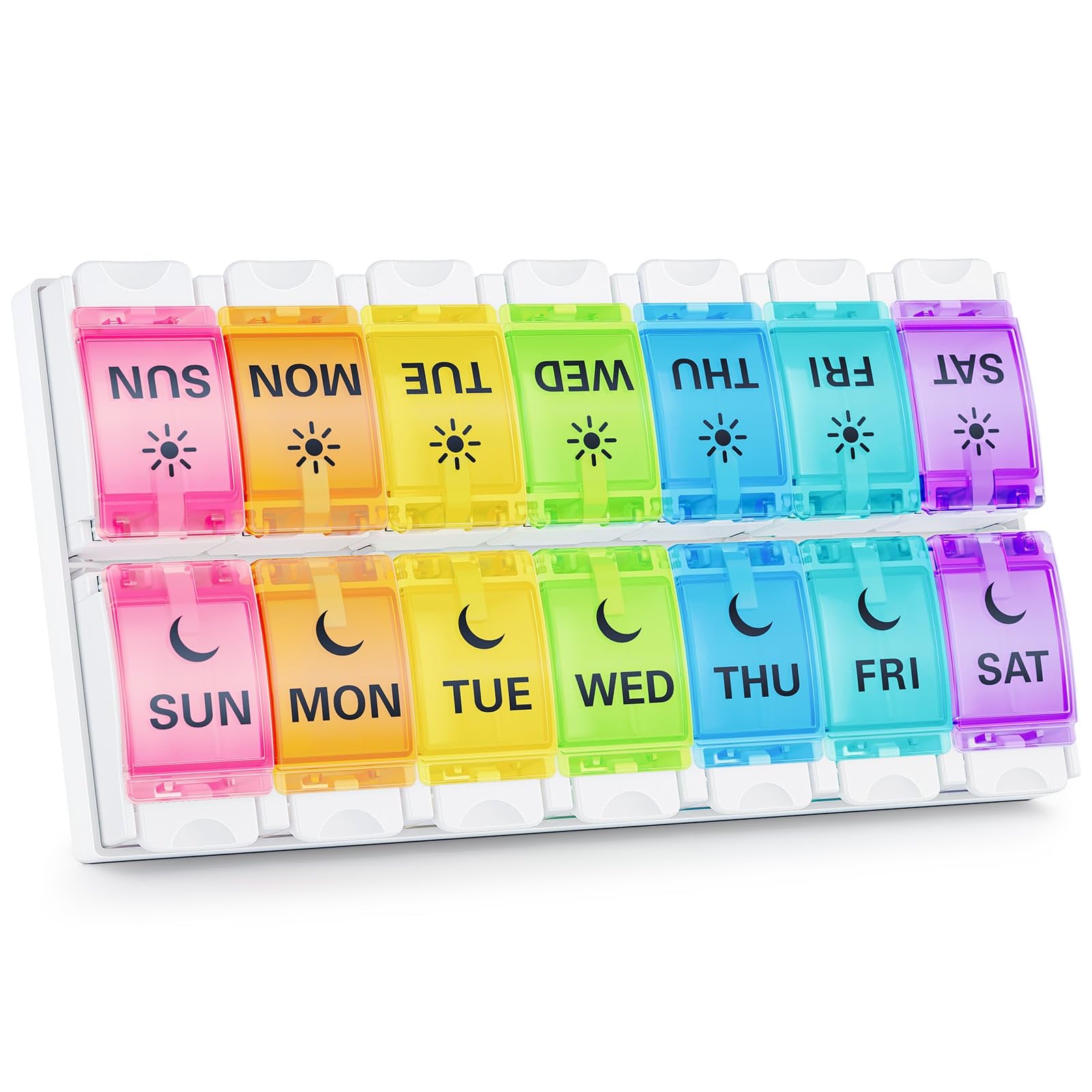Photo 1 of BUG HULL Pill Organizer AM PM Arthritis Friendly, BPA Free Pill Box 2 Times a Day, Large Pill Container, Weekly Medicine Pill Organizer, Pill Case 7 Day for Vitamin, Supplements