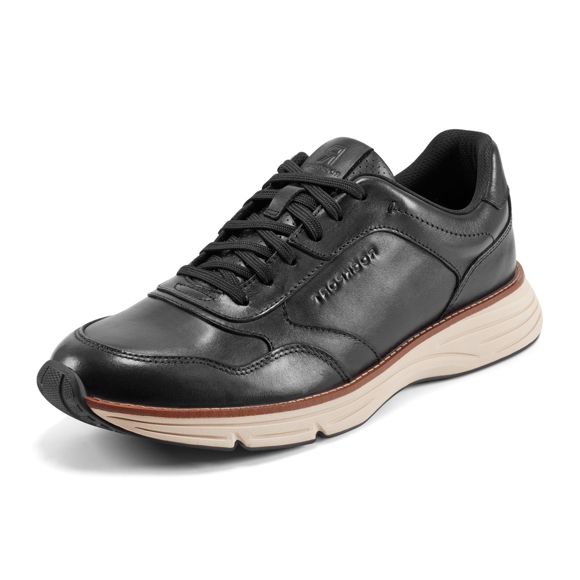 Rockport Men’s Weston Sneaker, Black Leather, 11.5