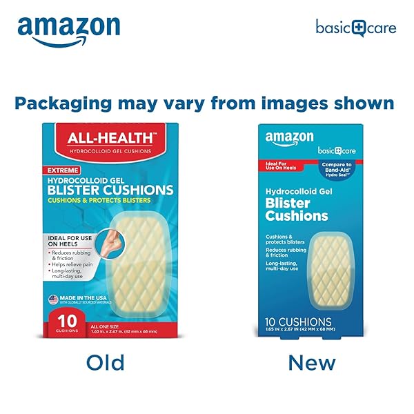 AMAZON BASIC CARE EXTREME HYDROCOLLOID GEL BLISTER CUSHION BANDAGES, SELF-ADHESIVE, REDUCES RUBBING & FRICTION, LONG-LASTING MULTI-DAY USE, 1.65 IN X 2.67 IN, 10 CT