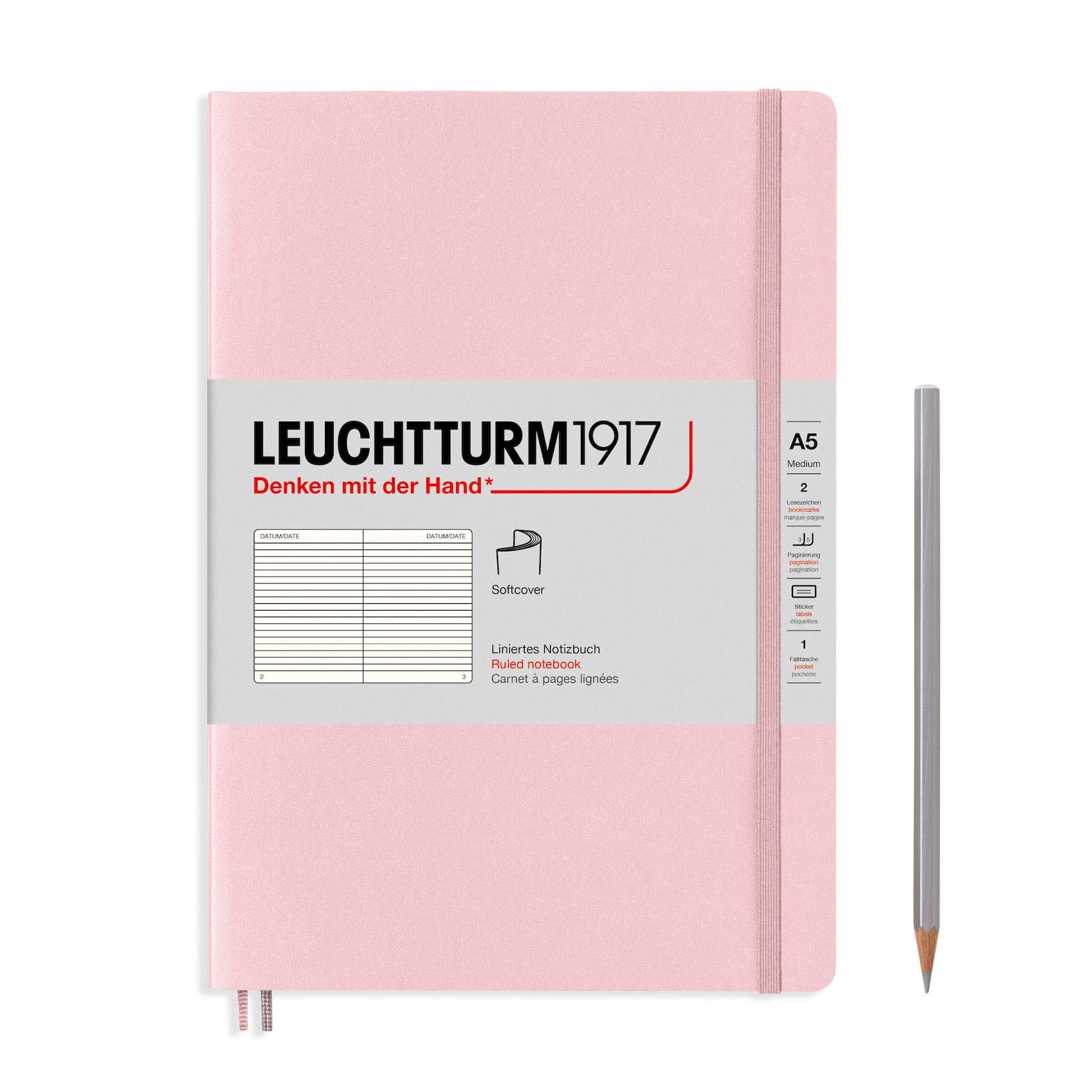 LEUCHTTURM1917 361565 Notebook Medium (A5) Soft Cover 123 Numbered Pages Powder Lined