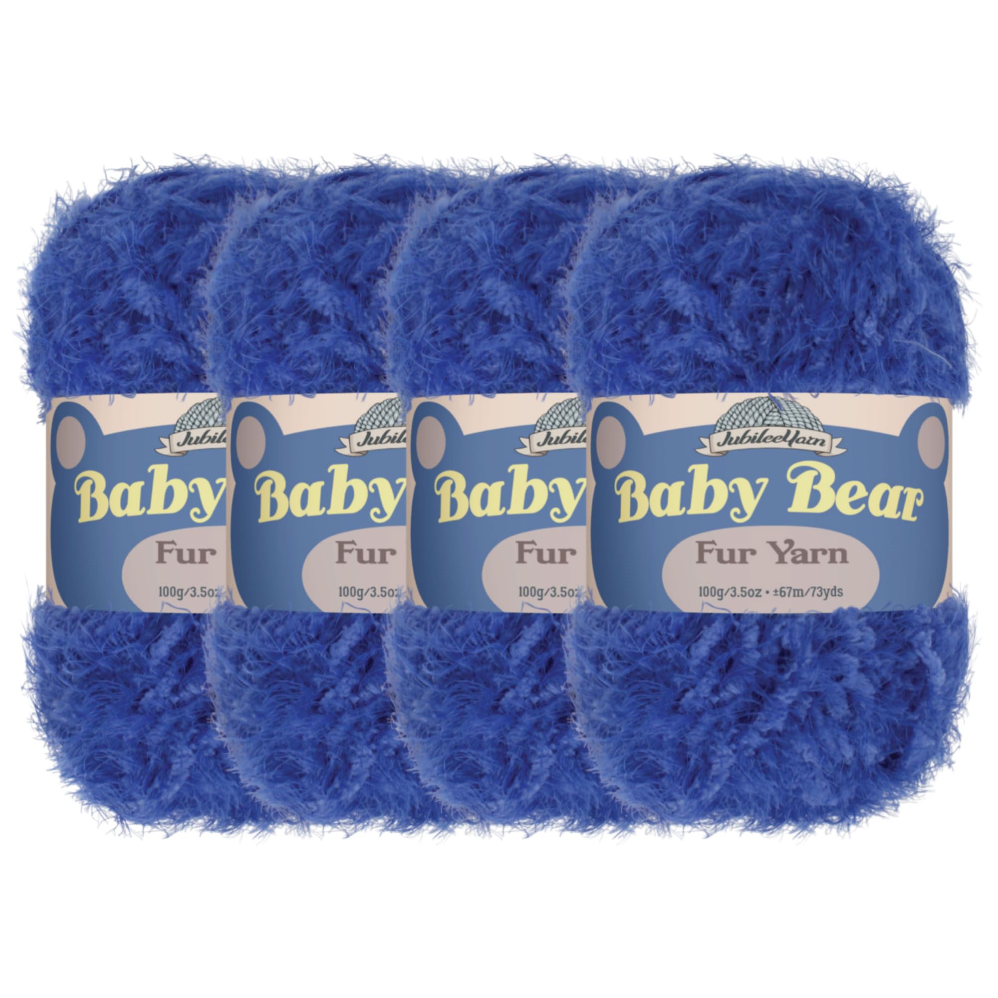 JubileeYarn Baby Bear Yarn - Chunky Weight Polyester Fur - 100g/Skein - Royal Blue - 4 Skeins — image 1