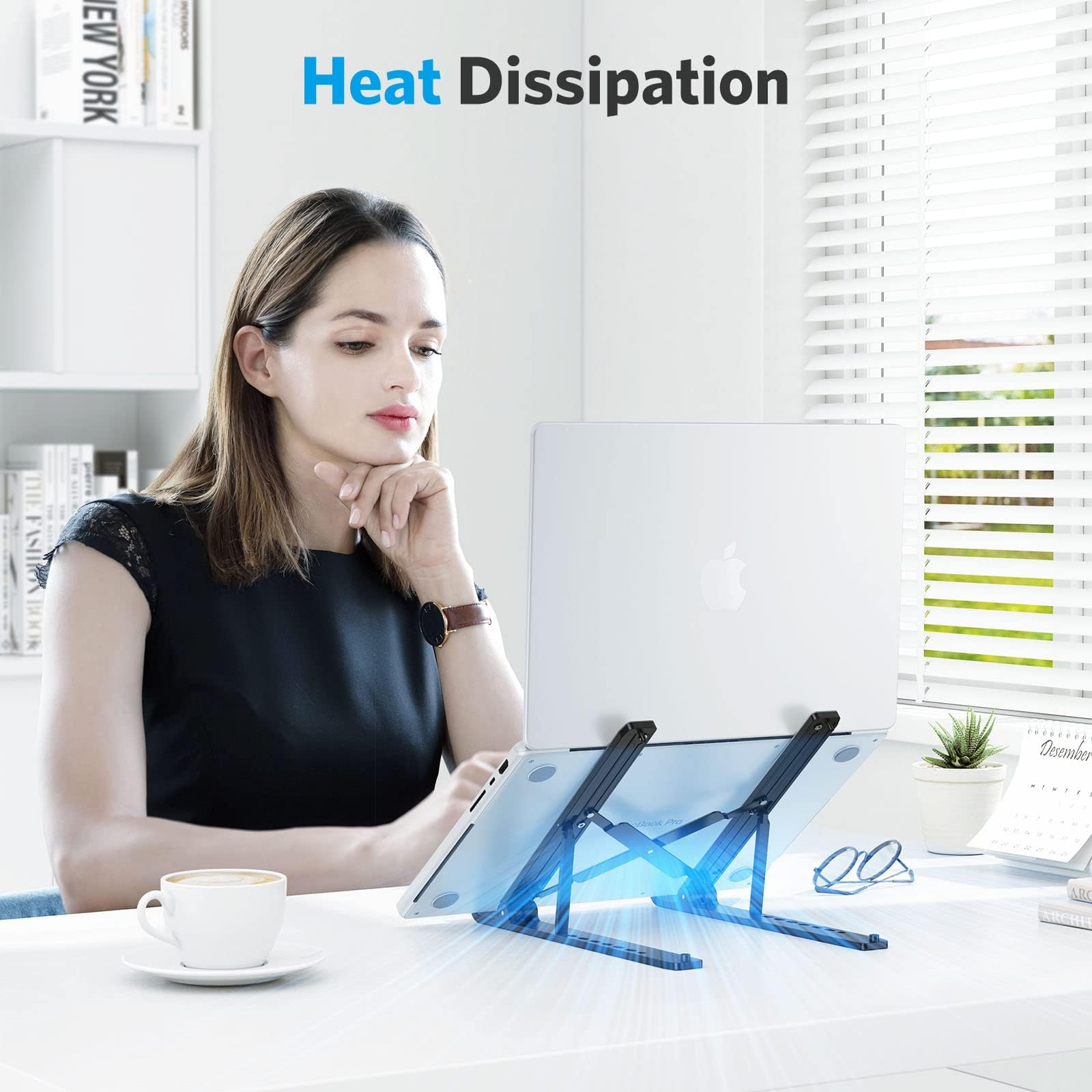 Portable Laptop Stand, OMOTON Laptop Stand for Desk Ergonomic 7-Levels Angles Adjustable Computer Stand, ABS Laptop Riser Holder Compatible with All Laptops and iPad(10-15.6") - Image 6