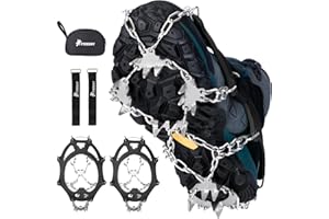 PTEROMY Crampons for Hiking Boots with 24 Stainless Steel Spikes, Ice Cleats for Shoes and Boots