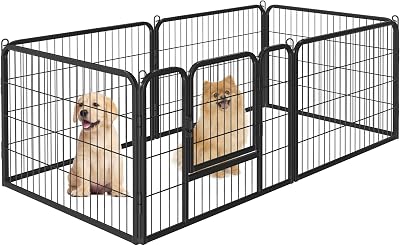 Yaheetech 6 Panel Dog Playpen 60 cm Tall Heavy Duty Metal Fence Indoor Outdoor