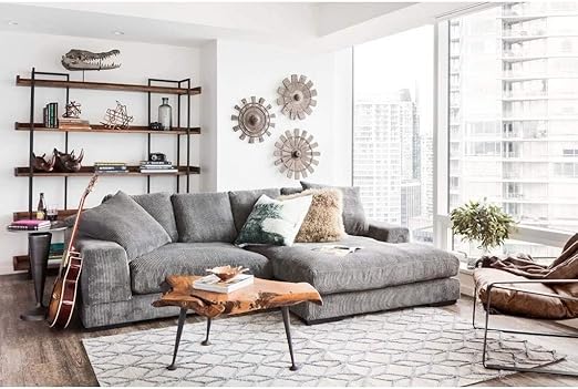 Amazon Com Modern Style Sectional Sofa Corduroy Fabric