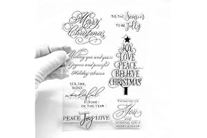 HGSALK Christmas Tree Greetings Words Clear Stamps for Card Making Decoration DIY Scrapbooking,Christmas Tree Blessing Words Silicone Transparent Seal Clear Stamps for Embossing Album Decor Craft.