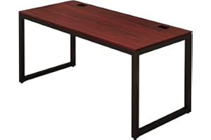 SHW Home Office 55-Inch Large Computer Desk, 24" Deep, Black/Cherry