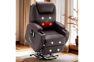 KORSER Electric Recliner with Massage and Heating, Power Lift Recliner Chair for Elderly and Adults, Modern Reclining Chair with Remote Control, Cup Holder, and Faux Leather Upholstery