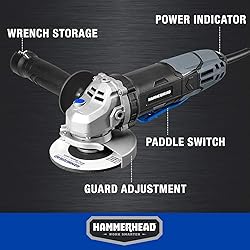 Hammerhead 6-Amp 4-1/2 Inch Angle Grinder with 3