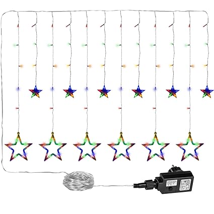 VOLTRONIC 12 Sterne 150 LED Lichtervorhang Lichterkette für innen und außen, erhältlich in warmweiss/kaltweiss/bunt, GS geprü