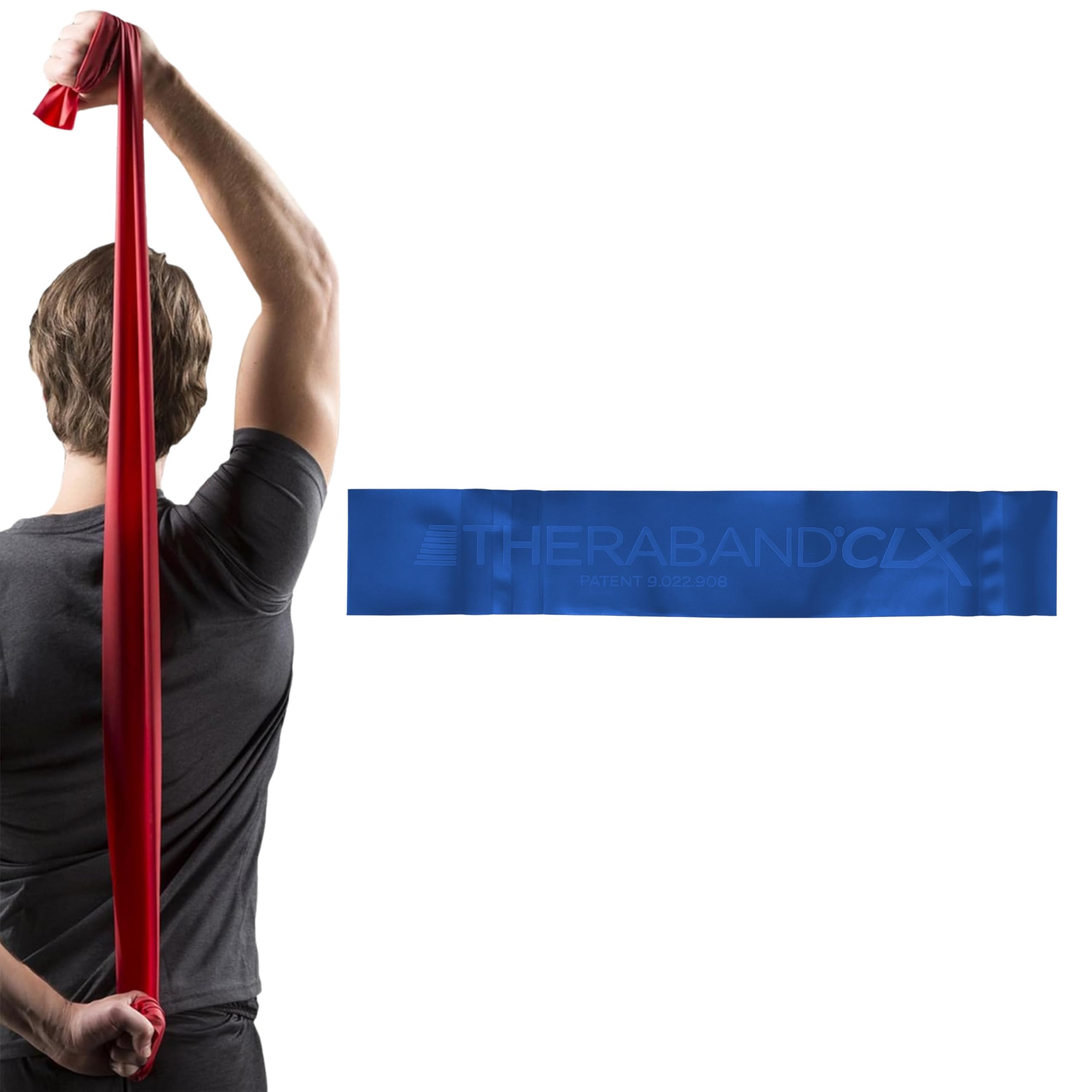 TheraBand CLX Latex-Free Resistance Band, 11 Loops for Pilates, Home Gym, Professional Physical Therapy & Fitness Equipment, 2.5 Metre, Blue, Extra Heavy