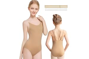 Sanmsoner Nude Seamless Undergarment for Women Girls Ballet Dance Camisole Leotard with Adjustable Clear Straps