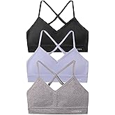 Livona Racerback Training Bra for Girls- 3 Pack Seamless Sports Bra, Padded Everyday Bra Bralette,Crop Cami Tank Top (6-14)