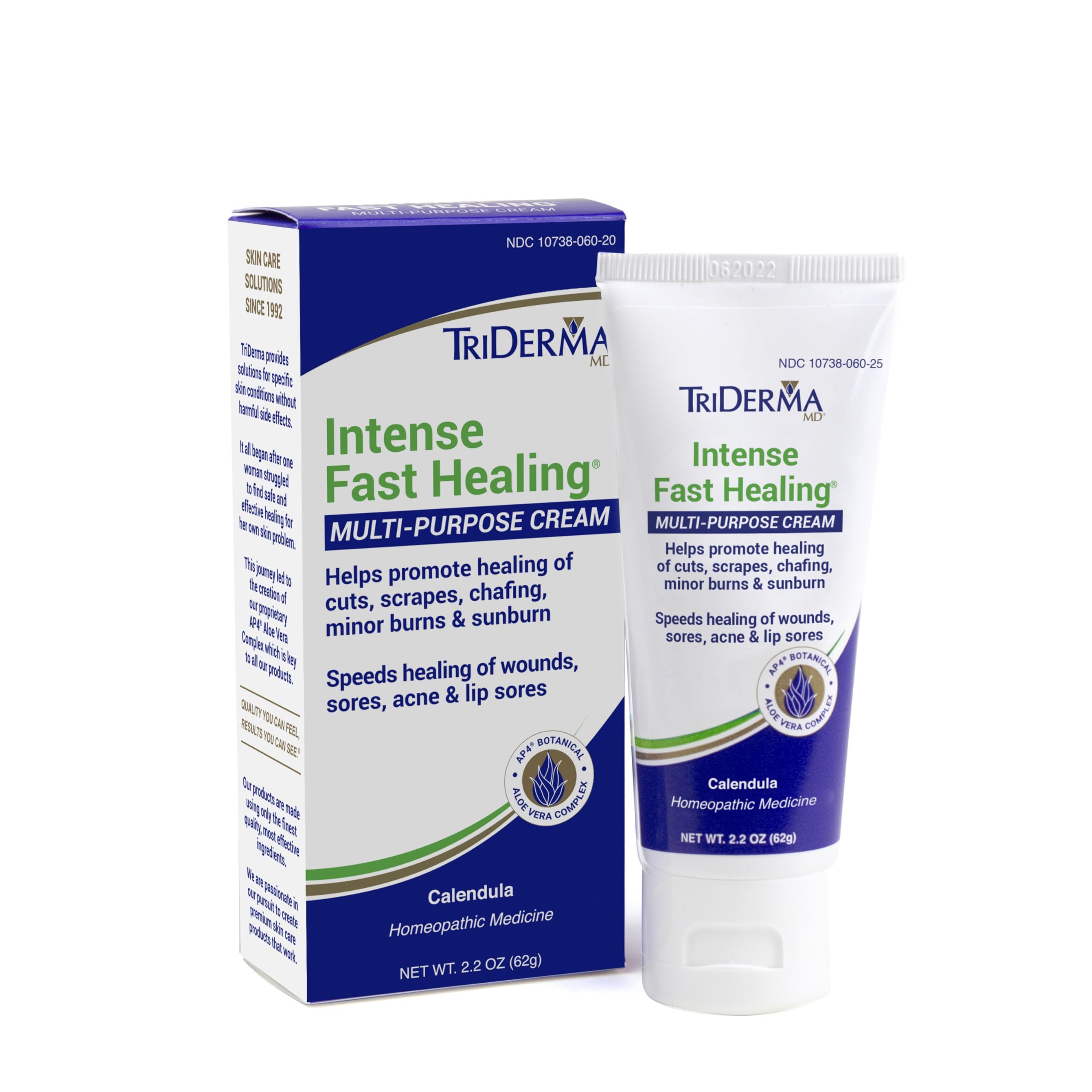TriDerma Intense Fast Skin Healing Cream for Hard-to-Heal Skin Irritations, Sores, Rashes, Dry, Cracked Hands, Cuts, Chafing, Burns, Scrapes - First Aid Kit Essential - FSA Eligible - 2.2 oz