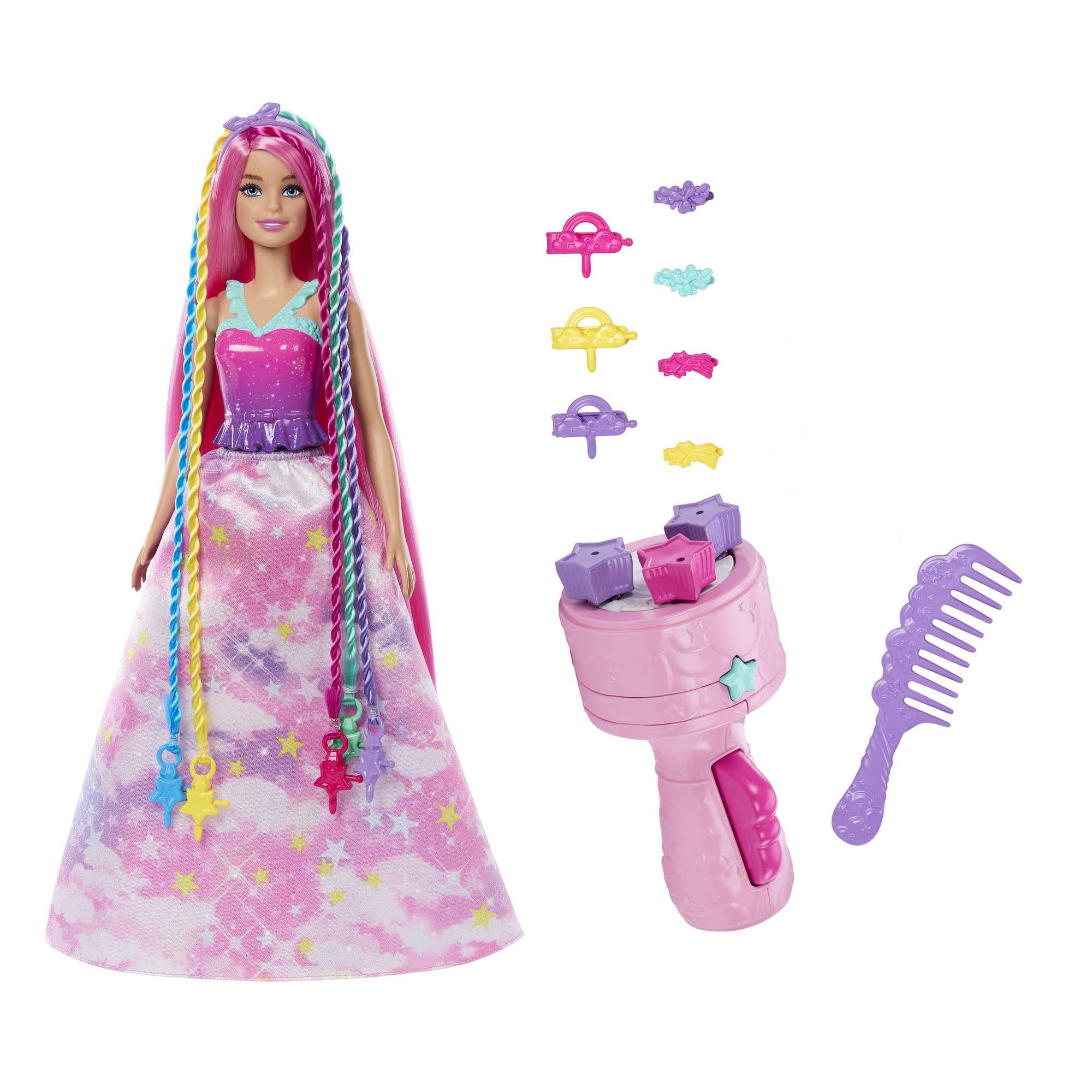 Barbie Doll, Fantasy Hair with Braid and Twist Styling, Rainbow Extensions, Twisting Tool with Accessories, HNJ06 — image 1