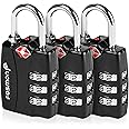 Fosmon TSA Approved Locks for Luggage. Suitcase Locks with Open Alert Indicator, 3 Digit Combination Padlock with Alloy Body for Travel, Backpack Zipper Anti Theft, Locker, Gym, Gun Case, Tent- 3 Pack