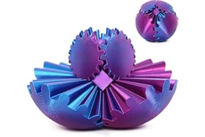 VRFASHION Gear Ball, 3D Printed Gear Ball Spin Ball Fidget Toy, Stress Ball, Gear Sphere Desk Toy for Sensory Needs and Autism, Anxiety Relief 3D Printed Toys (Laser Purple)