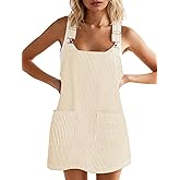 Yousify Womens Casual Denim Dress Summer Striped Overalls Romper Adjustable Straps Sleeveless Jean Dresses with Pockets