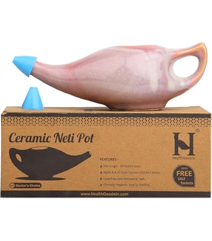 Amazon.com: HealthGoodsIn Ceramic Neti Pot with Salt, Dishwasher