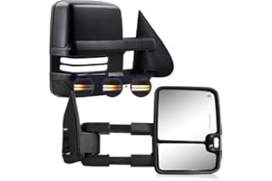 SANOOER Switchback Towing Mirrors for Silverado Sierra - Compatible with 2003-2007 Chevy Silverado GMC Sierra Tow Mirrors with Power Adjusted Heated Glass Running Light&Turn Signal Light Backup Lamp Black