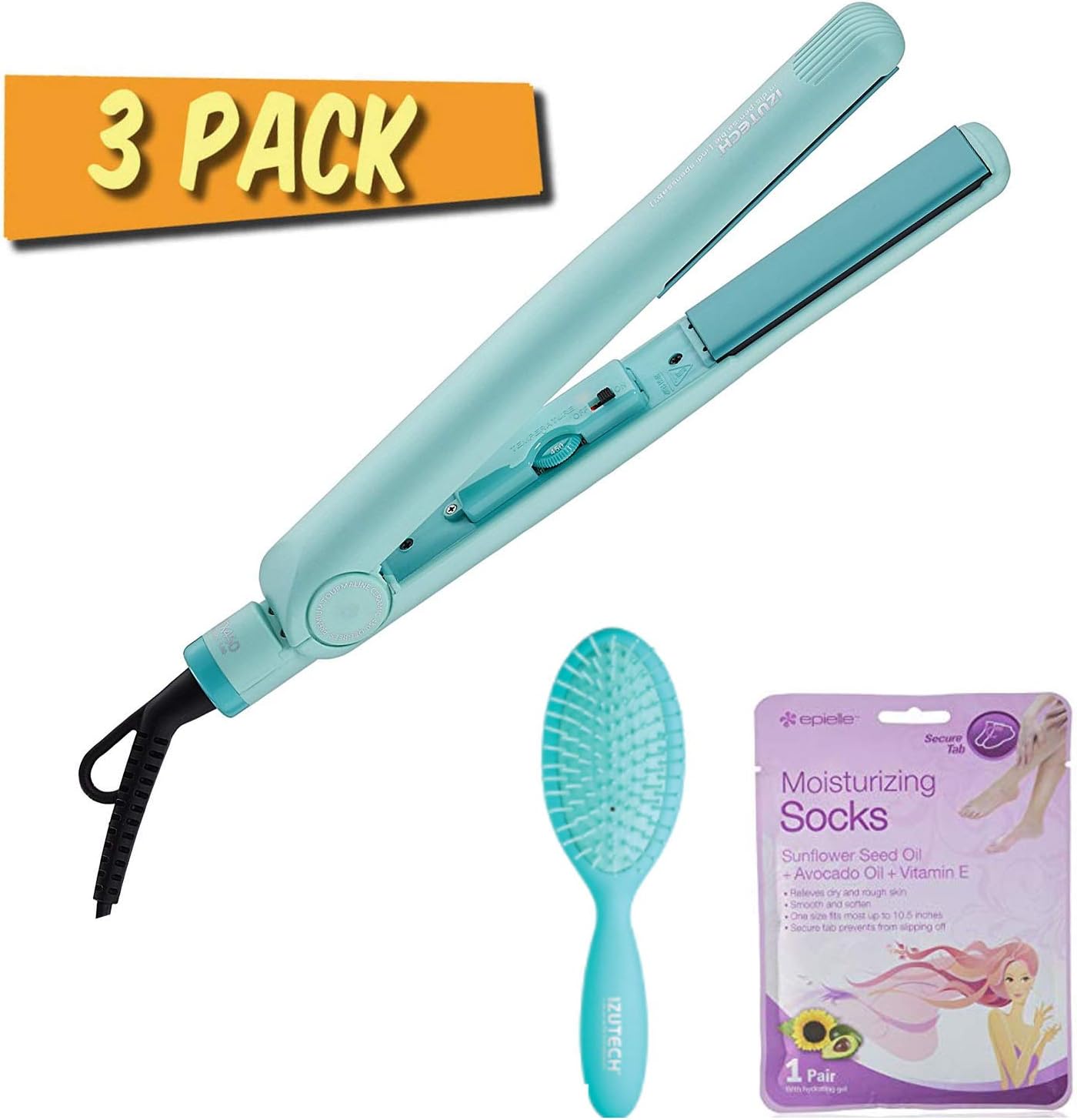 IZUTECH BTX450 Premium Tourmaline Ceramic Ionic Flat Iron Hair Straightener - Dual Voltage in 4 Stylish colors - FREE GIFT INCLUDED (Aqua Torquois)